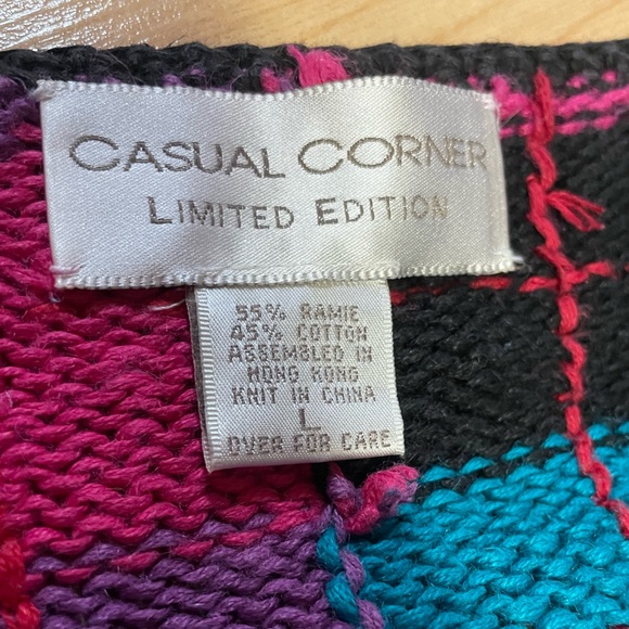 Women’s 80s Vintage Floral Plaid Knit Cardigan Size Large - Picture 6 of 12